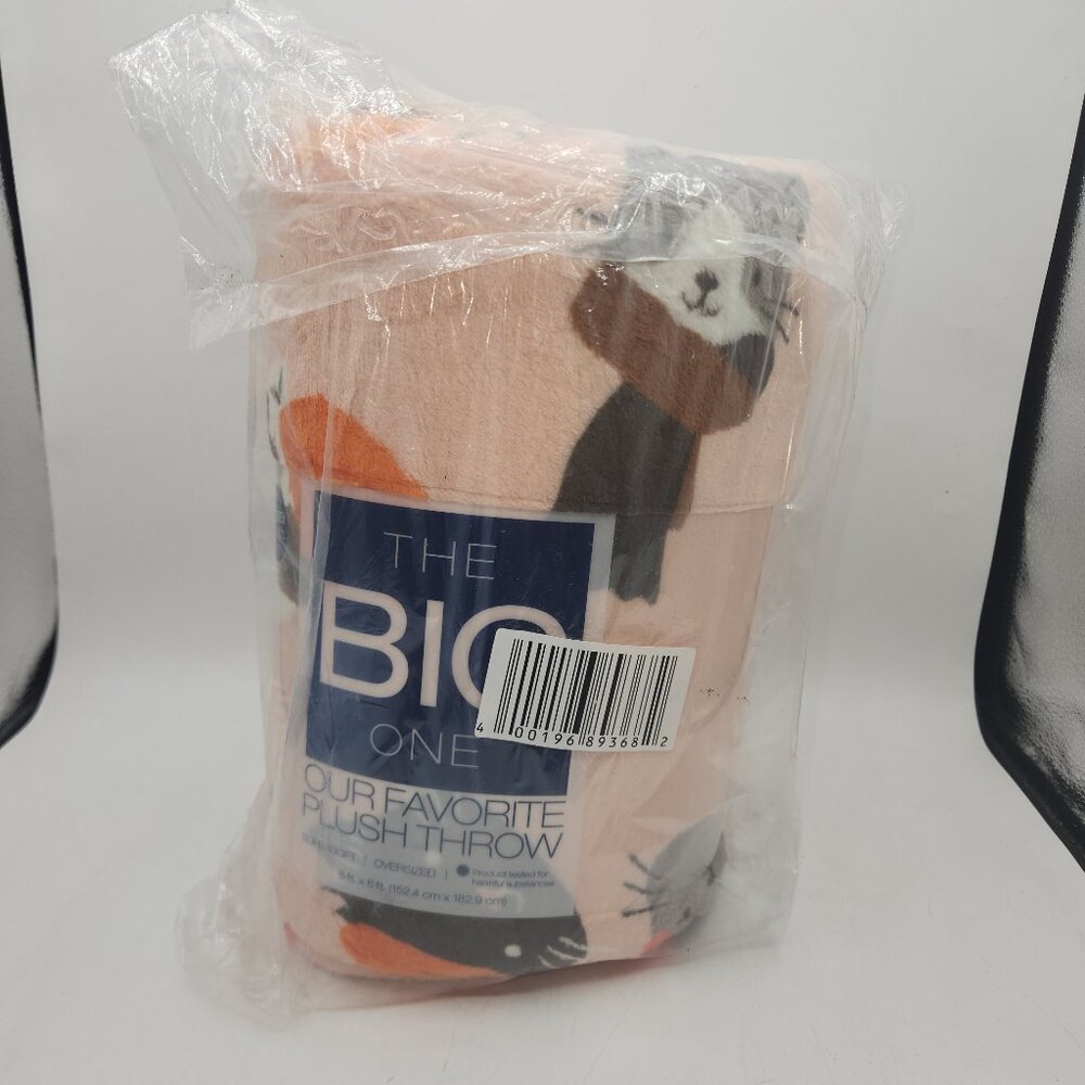 The Big One Cats Oversized Peach Plush Throw Blanket 5ft x 6ft NIP